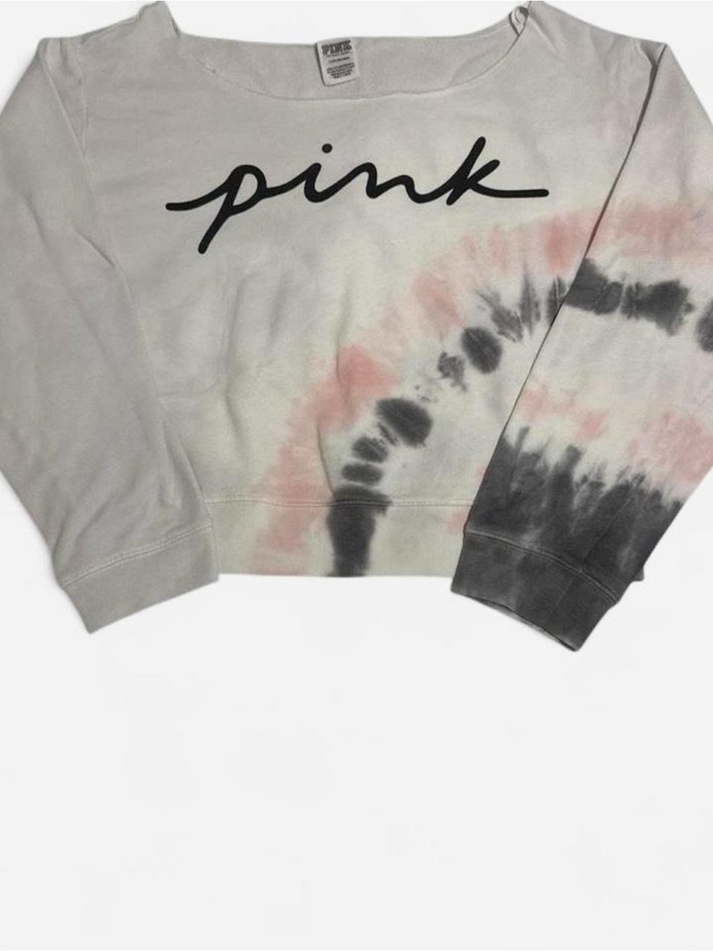 PINK Victoria's Secret White Sweatshirt Tag Detail